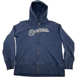 Vintage‎ y2k Women's Nike Milwaukee Brewers MLB Baseball Hoodie Sweatshirt Sz L